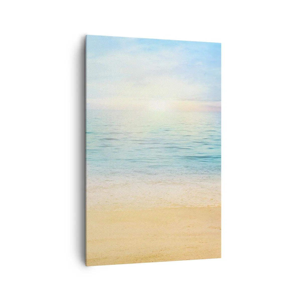 Bild auf Leinwand - Leinwandbild - Ein Strand mit türkisfarbenem Meer und klarem Himmel - 80x120cm - Großes Blau - Moderne Wanddekoration für Wohnzimmer und Schlafzimmer ARTTOR