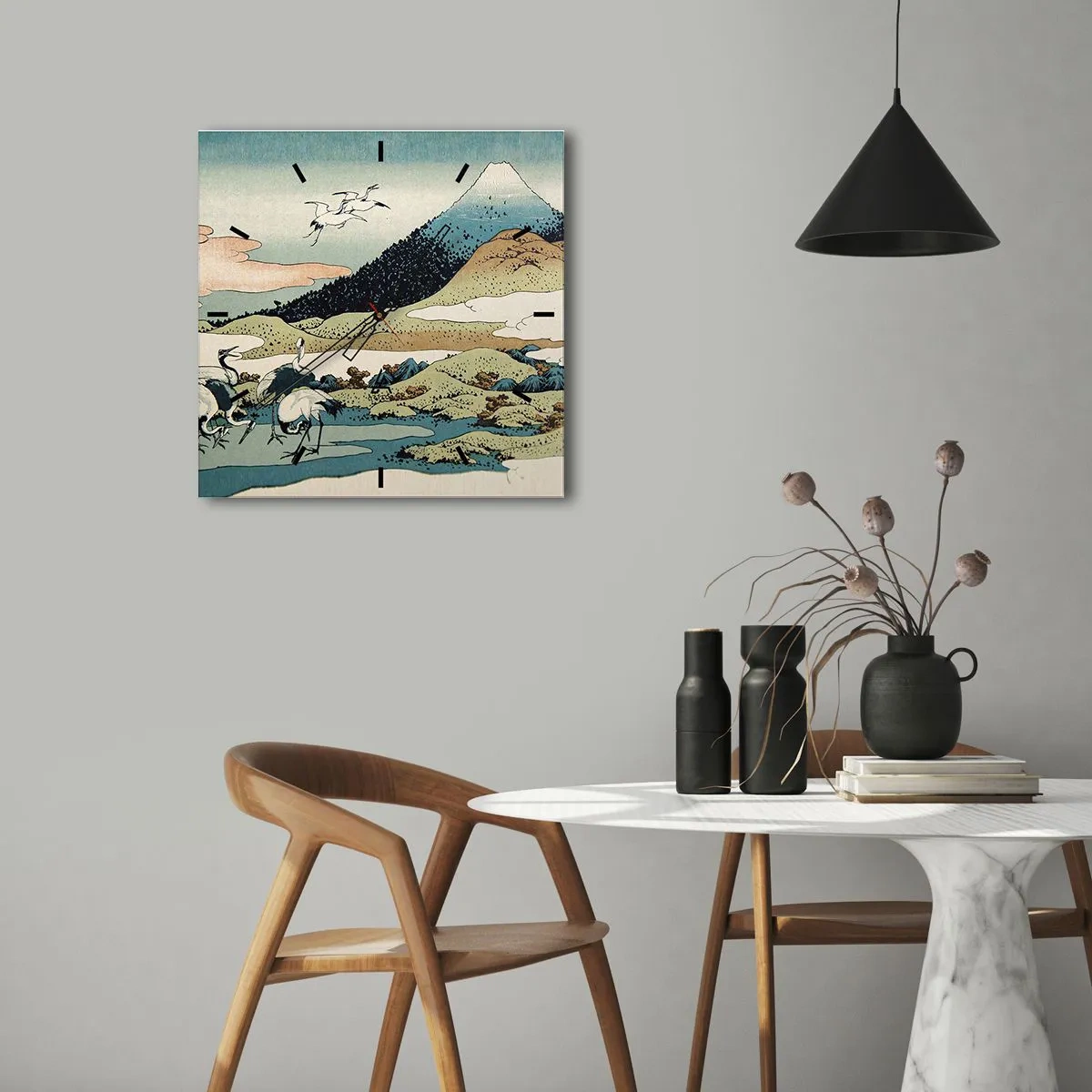 Wanduhr - Glasuhr - Im japanischen Geist - 40x40 cm