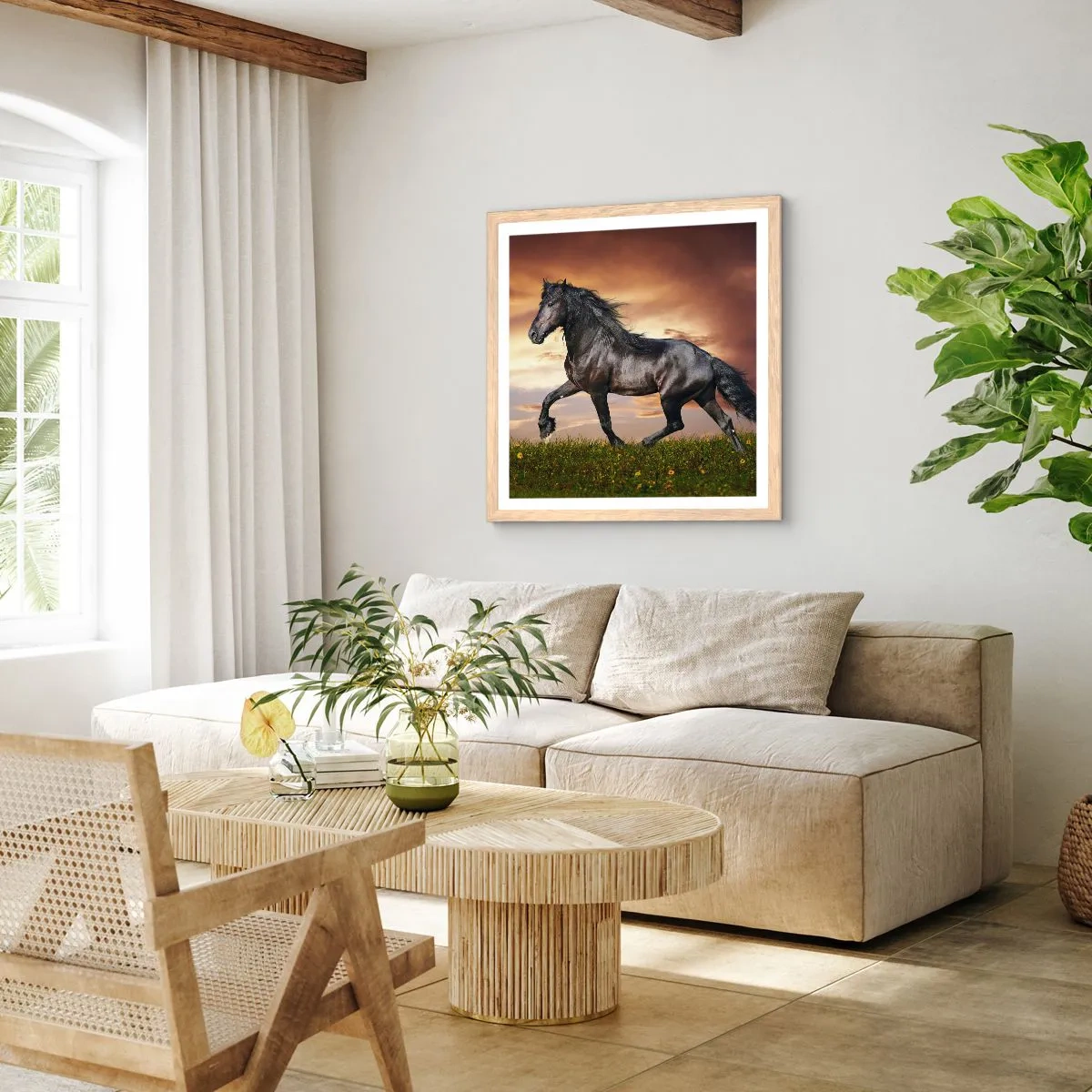 Poster in einem Rahmen aus heller Eiche - Schwarzer Prinz - 60x60 cm