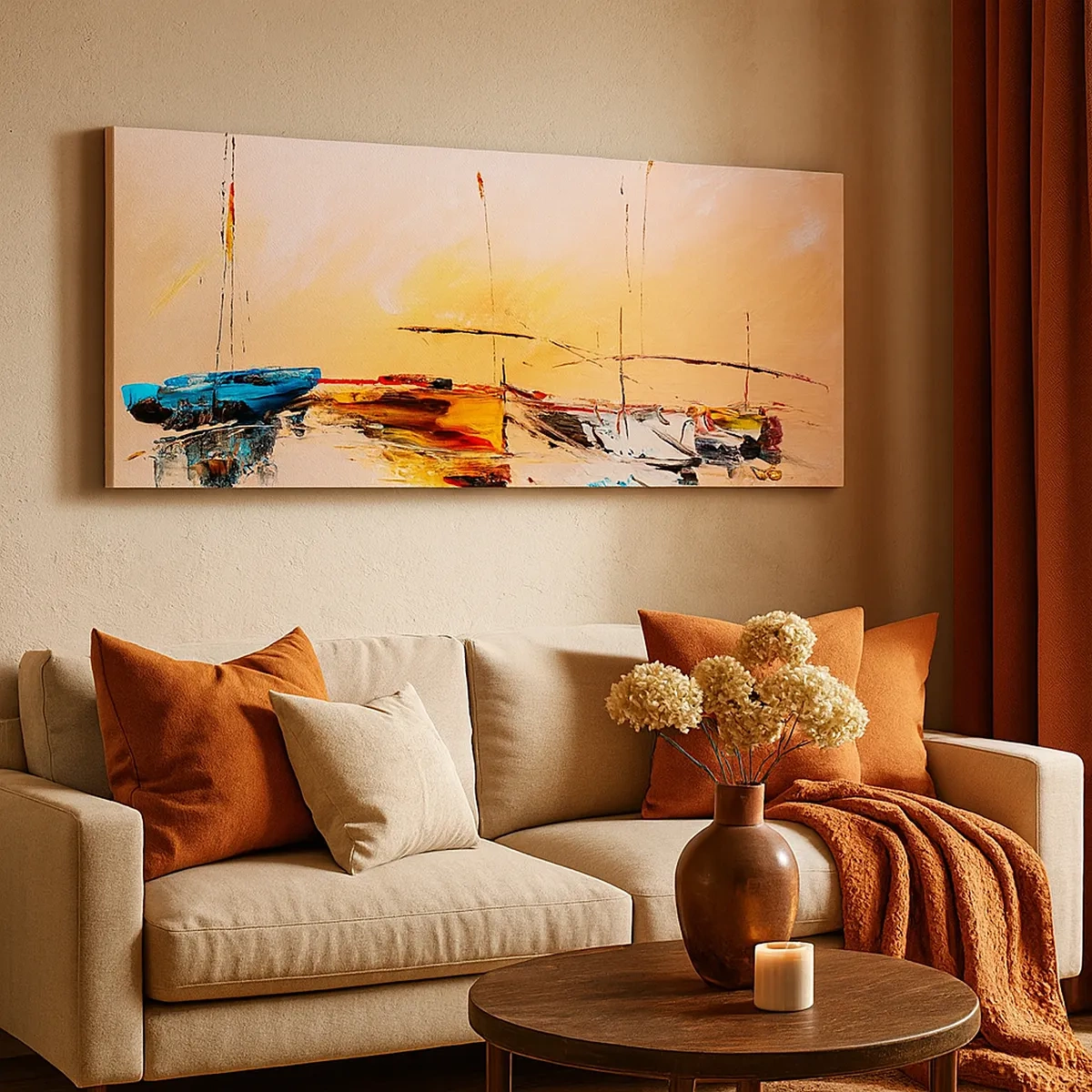 Bild auf Leinwand - Leinwandbild - Abend im Yachthafen - 30x30 cm