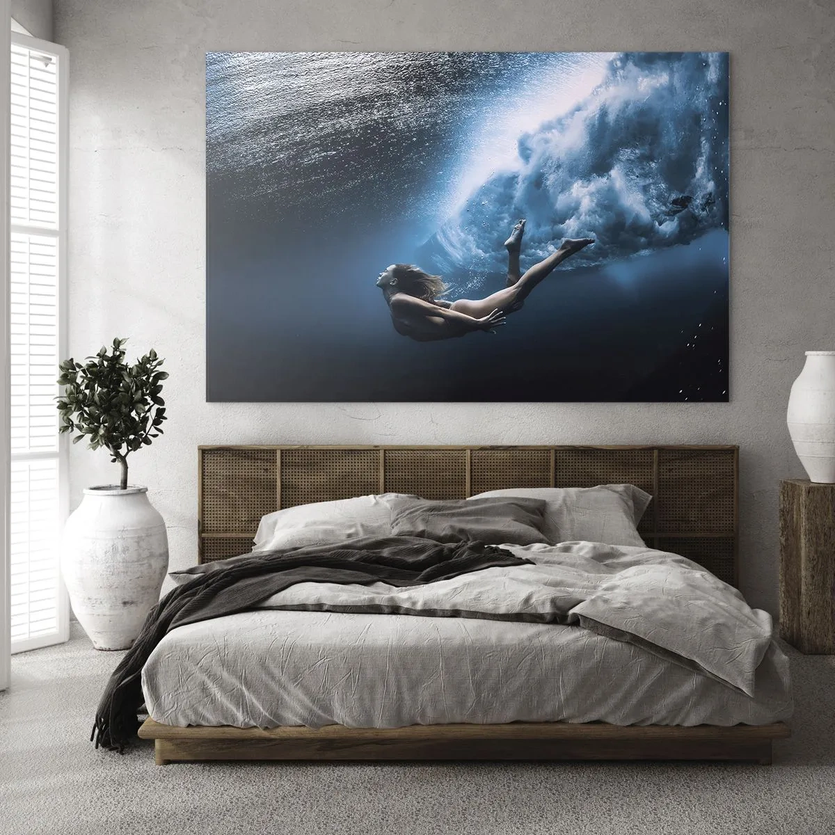 Glasbild - Bild auf glas - Moderne Meerjungfrau - 70x50cm - Moderne Meerjungfrau - Moderne Wanddekoration für Wohnzimmer und Schlafzimmer ARTTOR