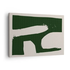 Bild auf Leinwand - Leinwandbild - Minimalistische Abstraktion in Grün auf hellem Hintergrund - 70x50cm - Weiße Buchten - Moderne Wanddekoration für Wohnzimmer und Schlafzimmer ARTTOR