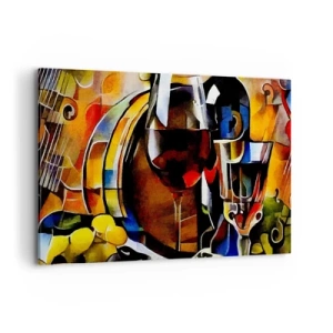 Bild auf Leinwand - Leinwandbild - Abstraktes Stillleben mit Gläsern und Instrumenten - 100x70cm - Und die Welt nimmt Farben an - Moderne Wanddekoration für Wohnzimmer und Schlafzimmer ARTTOR