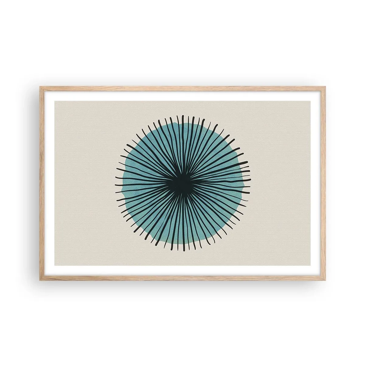 Poster in einem Rahmen aus heller Eiche - Strahlend im Blau - 91x61 cm