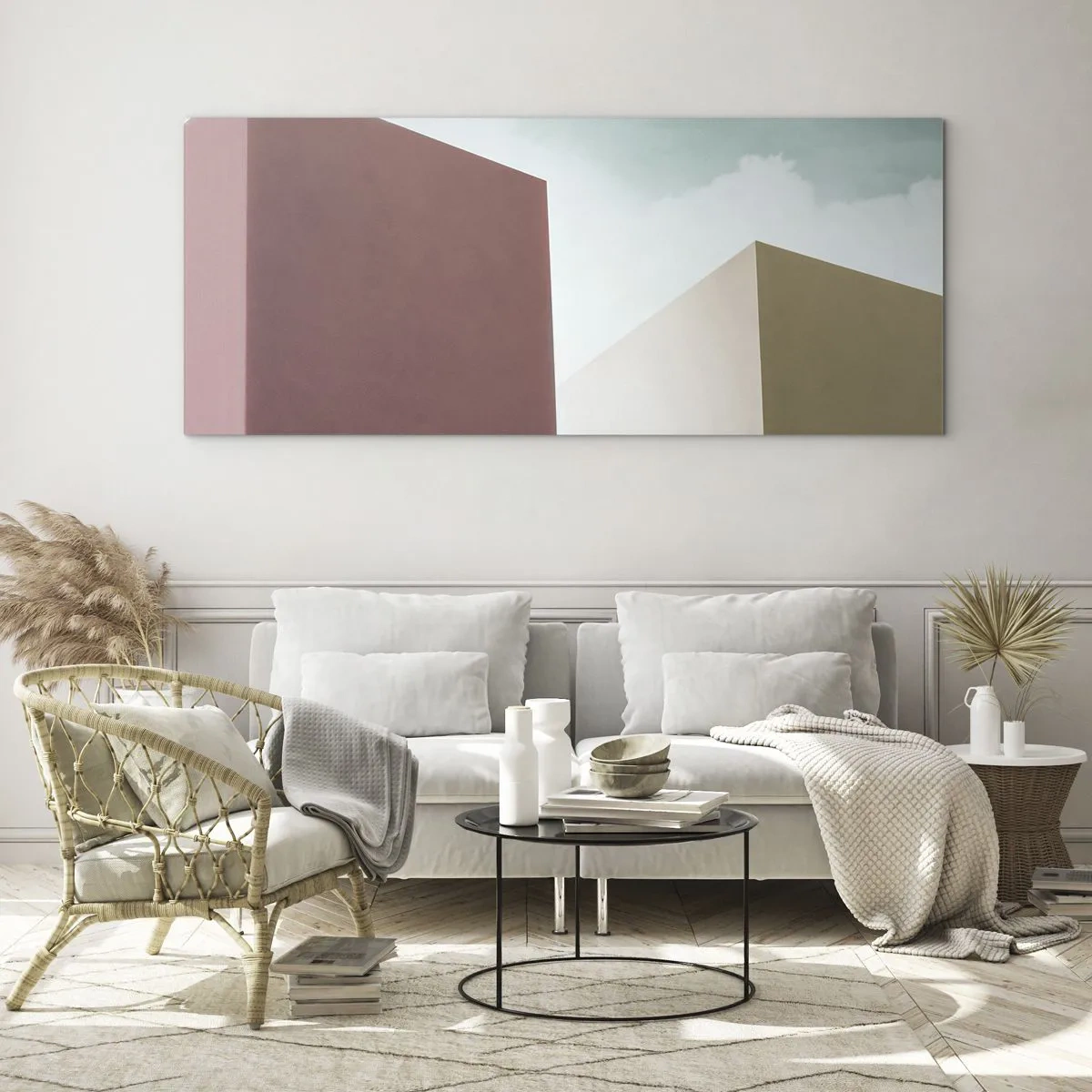 Glasbild - Bild auf glas - Geometrie des sonnigen Sommers - 90x30 cm