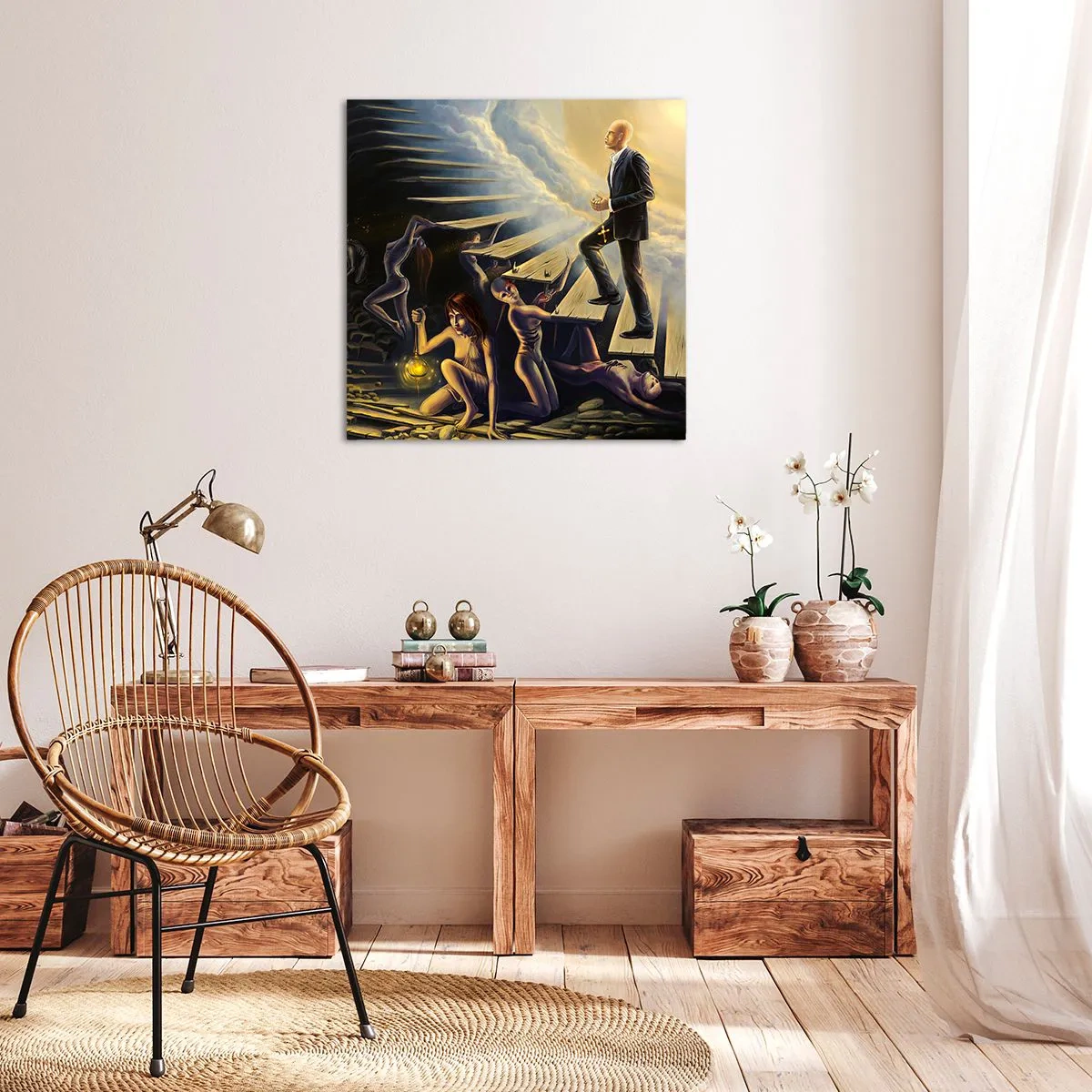 Bild auf Leinwand - Leinwandbild - Danteske Reise zum Licht - 70x70 cm