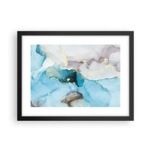 Poster in einem schwarzem Rahmen - Eine Studie über das Zusammentreffen von Grau und Türkis - 40x30 cm