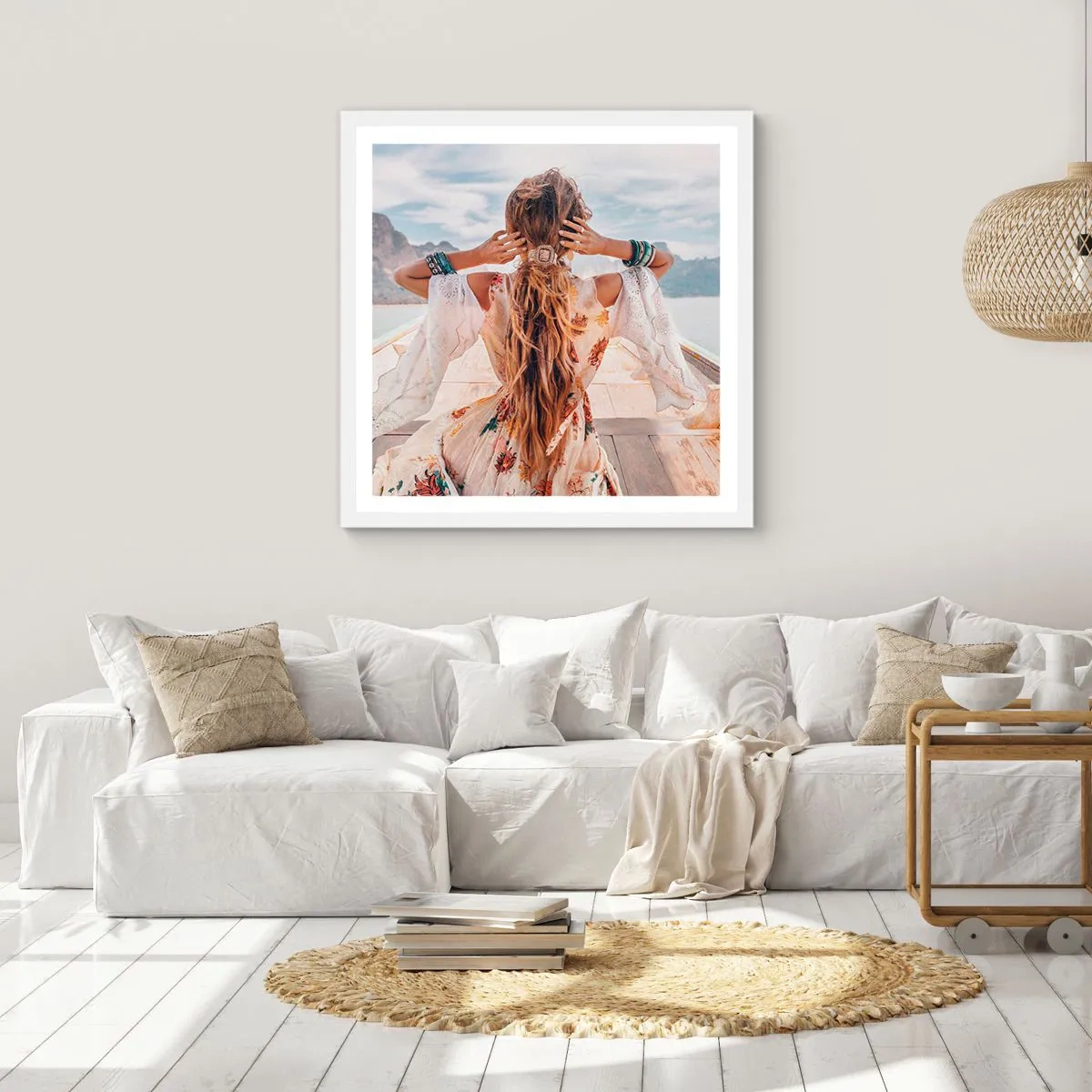 Poster in einem weißen Rahmen - Auf dem Weg zum Glück - 40x40 cm