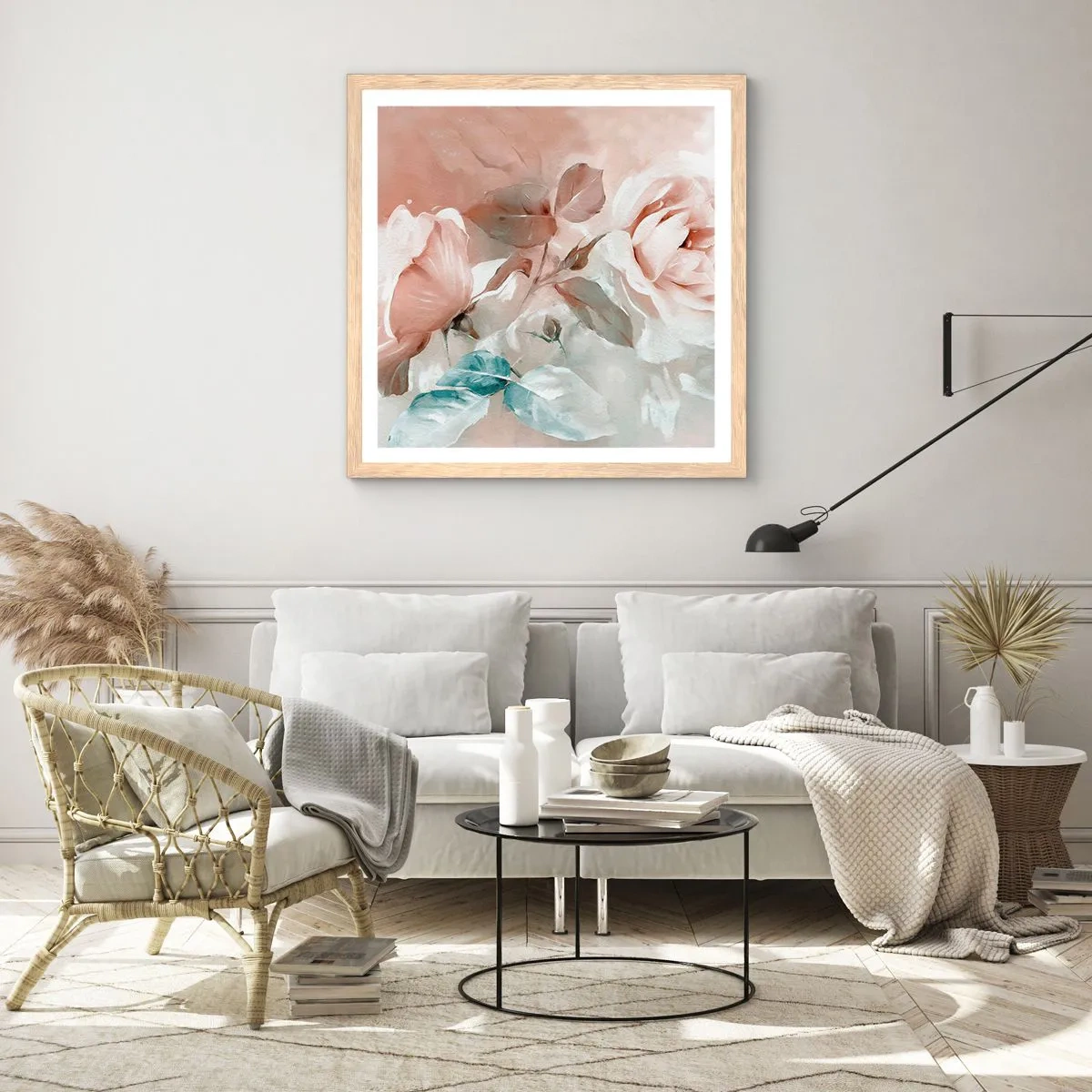 Poster in einem Rahmen aus heller Eiche - Geist der Romantik - 60x60 cm