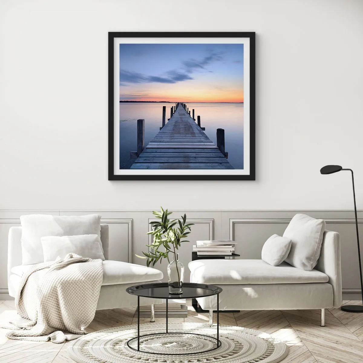 Poster in einem schwarzem Rahmen - Die Ruhe einer heiteren Dämmerung - 40x40 cm