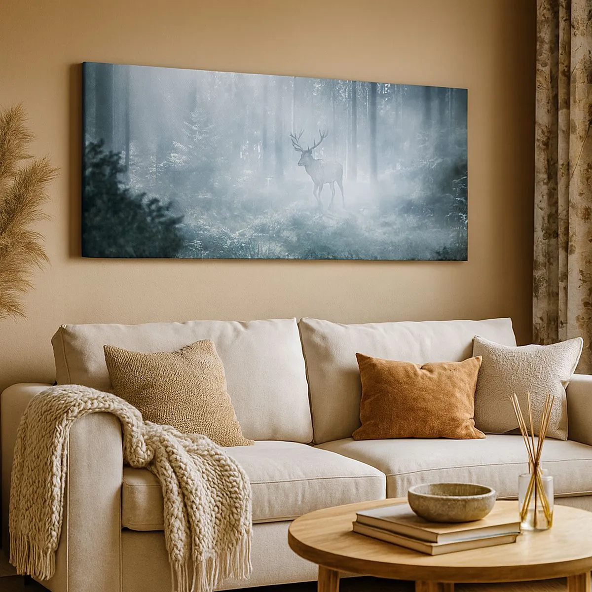 Bild auf Leinwand - Leinwandbild - Morgenvisite auf dem Grundstück - 100x40 cm