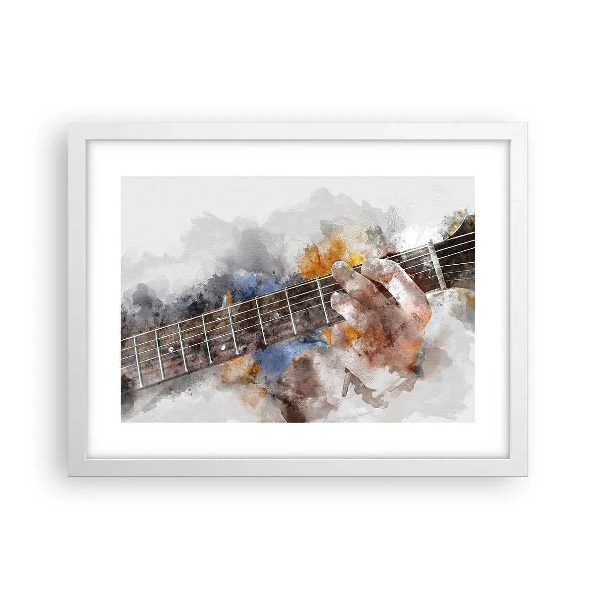 Poster in einem weißen Rahmen - Poesie zwischen den Saiten - 40x30 cm