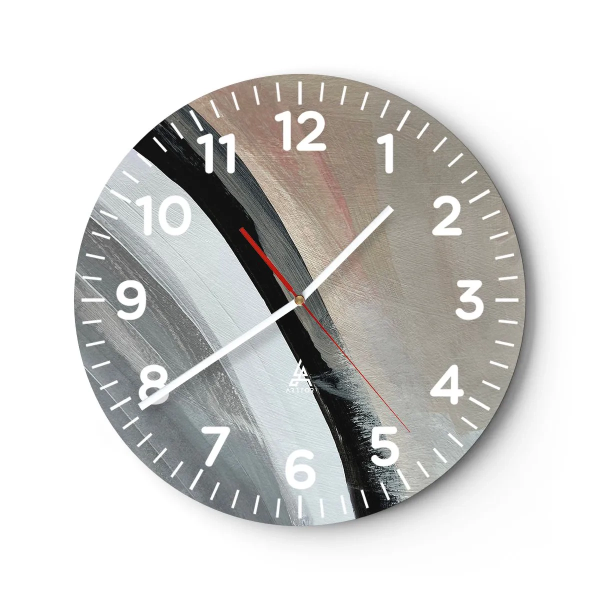 Wanduhr - Glasuhr - Komposition: Bogen aus Schwarz und Grau - 40x40 cm