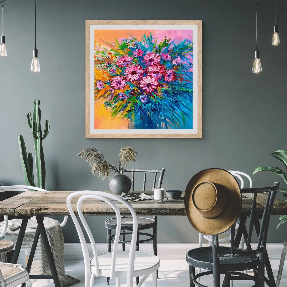 Poster in einem Rahmen aus heller Eiche - Lebensenergie - 60x60 cm