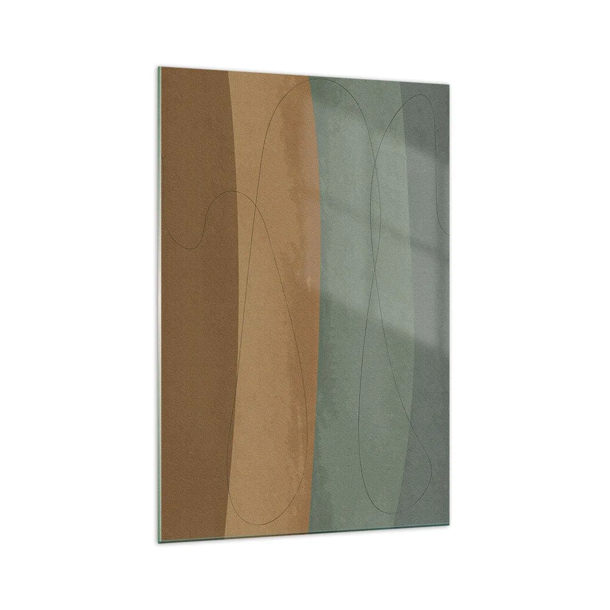 Glasbild - Bild auf glas - Abstrakte Komposition in natürlichen Erdtönen - 70x100cm - Horizontale Komposition - Moderne Wanddekoration für Wohnzimmer und Schlafzimmer ARTTOR