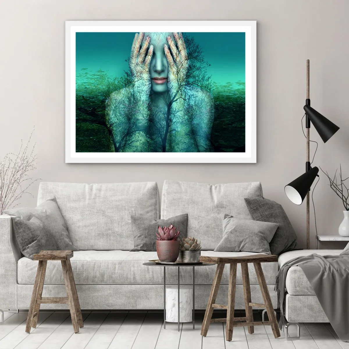 Poster in einem weißen Rahmen - Eingetaucht in Blau - 40x30 cm