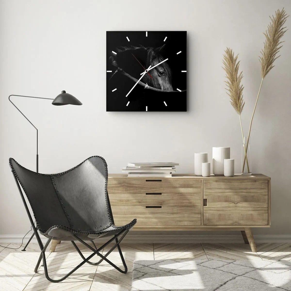 Wanduhr - Glasuhr - Schwarzer Prinz - 40x40 cm