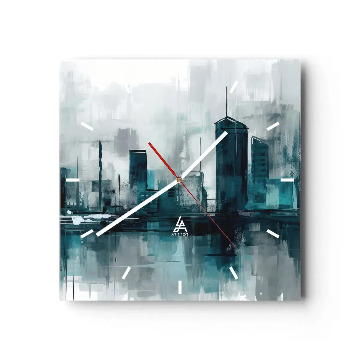 Wanduhr - Glasuhr - Eine Stadt in der Farbe des Regens - 40x40 cm