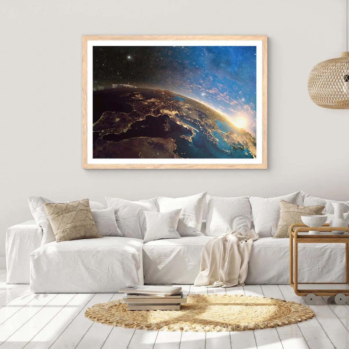 Poster in einem Rahmen aus heller Eiche - Schauen wir uns aus der Ferne an - 50x40 cm