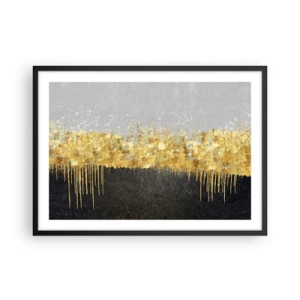 Poster in einem schwarzem Rahmen - Abstrakte Komposition in Gold- und Schwarztönen - 70x50cm - Nach innen und nach oben - Moderne Wanddekoration für Wohnzimmer und Schlafzimmer ARTTOR