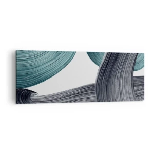 Bild auf Leinwand - Leinwandbild - Fließende abstrakte Linien in Grün- und Grautönen - 140x50cm - Smaragdgrüne und schwarze Pfade - Moderne Wanddekoration für Wohnzimmer und Schlafzimmer ARTTOR