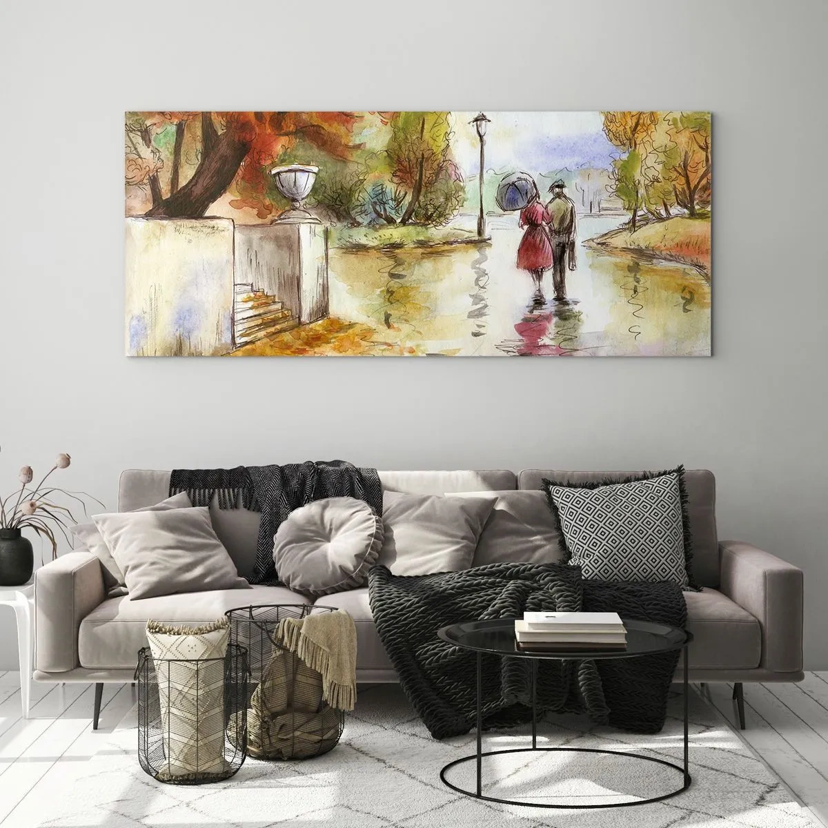 Glasbild - Bild auf glas - Romantischer Herbst im Park - 90x30 cm