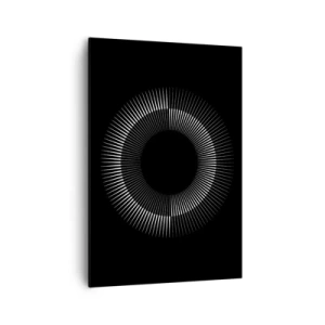 Bild auf Leinwand - Leinwandbild - Grafischer Kreis mit Strahlen in Schwarz und Weiß - 70x100cm - Schwarze Sonne - Moderne Wanddekoration für Wohnzimmer und Schlafzimmer ARTTOR