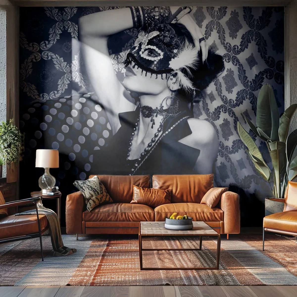 Fototapete Premium Canvas - Dekorationen, Ornamente, Muster ... - Frau, Venezianische Maske, Modell - 250x175 cm