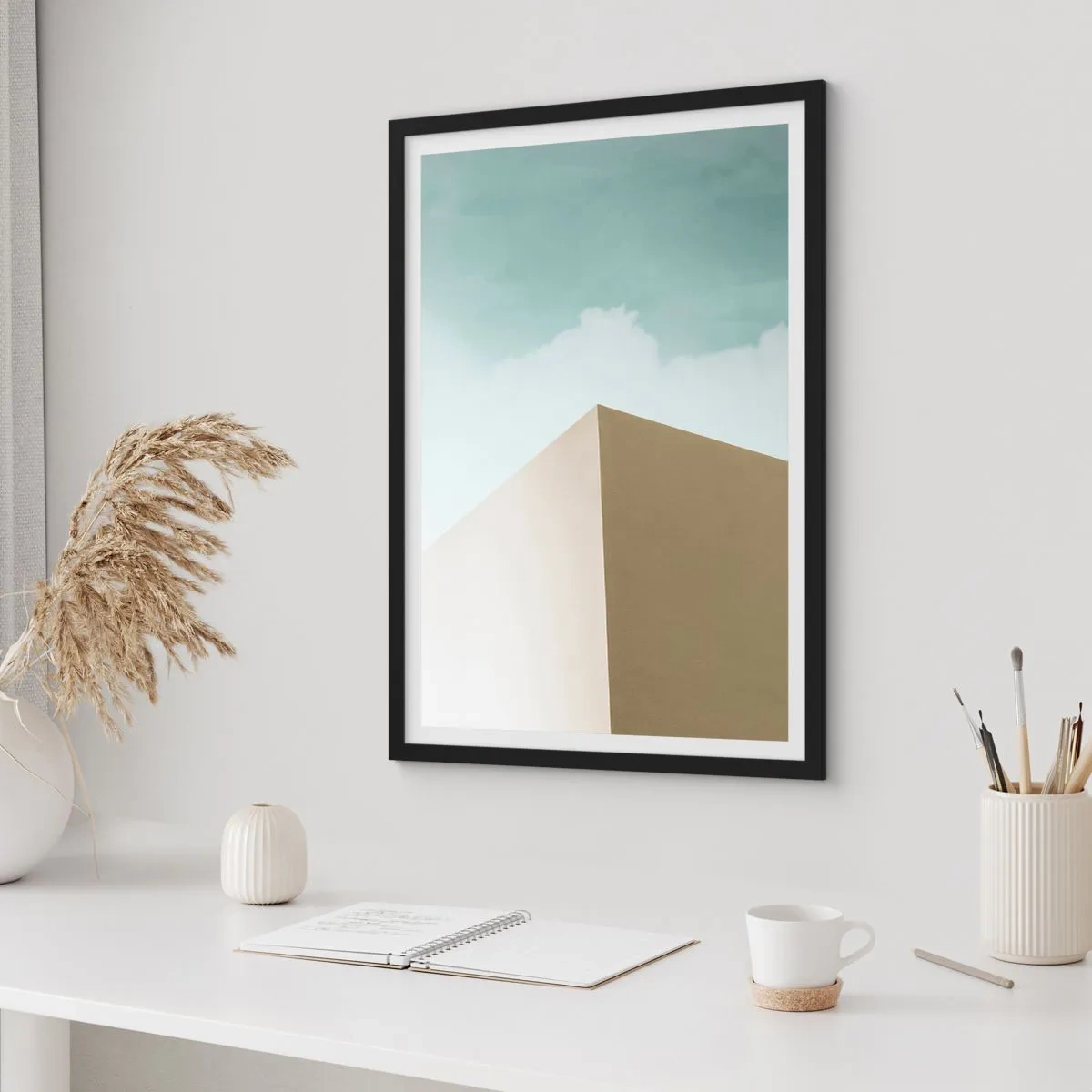 Poster in einem schwarzem Rahmen - Geometrie des sonnigen Sommers - 61x91 cm