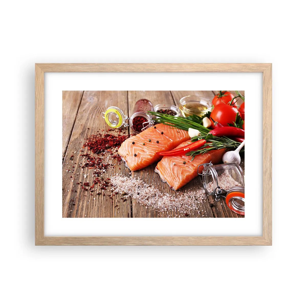 Poster in einem Rahmen aus heller Eiche - Norwegisches Abenteuer in der Küche - 40x30 cm