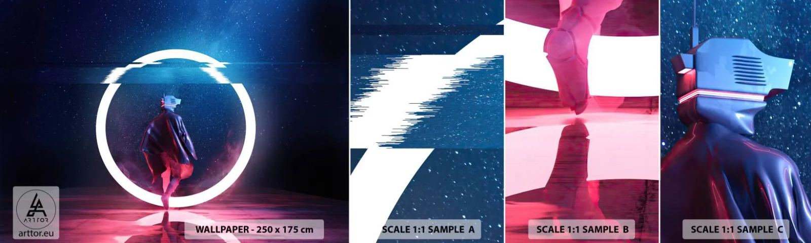 Fototapetenmuster Standard Eco - Zwischen den Welten - Futuristisch, Astronaut, Kosmos - 100x30 cm