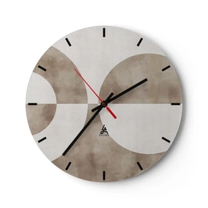 Wanduhr - Glasuhr - Geometrisches Muster mit Halbkreisen in Beigetönen - 30x30cm - Ähnlichkeiten und Unterschiede - Moderne Wanddekoration für Wohnzimmer, Küche und Schlafzimmer ARTTOR
