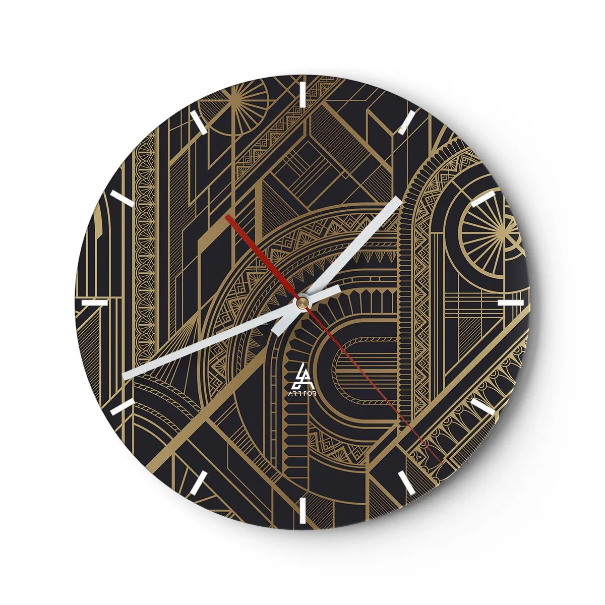 Wanduhr - Glasuhr - Abstraktes geometrisches Muster in goldenen Farben - 30x30cm - Konzepte, Ideen, Pläne - Moderne Wanddekoration für Wohnzimmer, Küche und Schlafzimmer ARTTOR