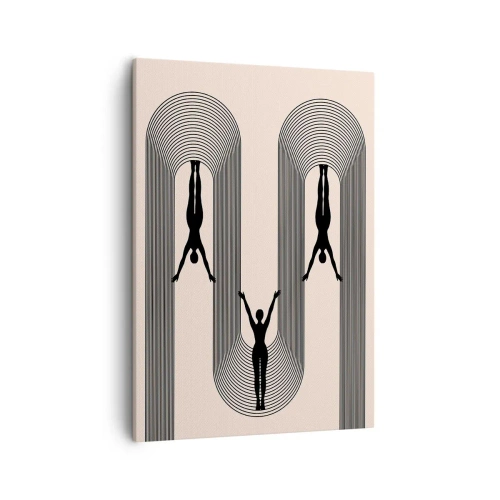 Bild auf Leinwand - Leinwandbild - Geometrische Silhouetten auf beigem Hintergrund - 50x70cm - Verkehrt herum - Moderne Wanddekoration für Wohnzimmer und Schlafzimmer ARTTOR