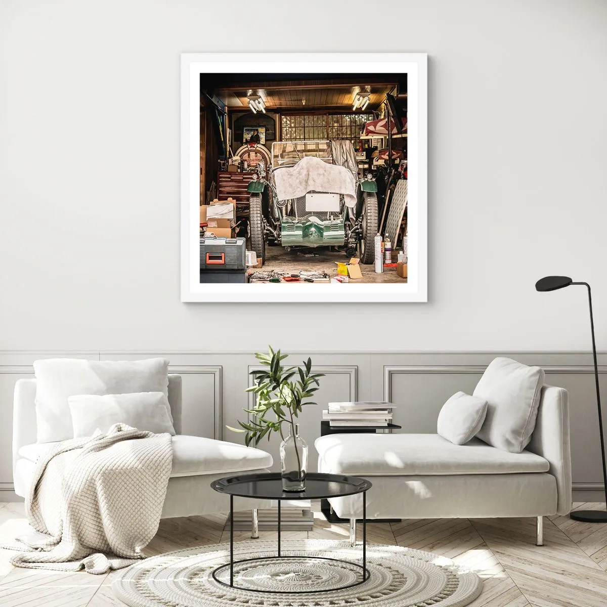 Poster in einem weißen Rahmen - Zurück in die Vergangenheit - 50x50 cm