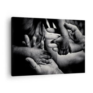 Bild auf Leinwand - Leinwandbild - Schwarze und weiße Hände verschiedener Generationen - 70x50cm - Mensch sein - Moderne Wanddekoration für Wohnzimmer und Schlafzimmer ARTTOR