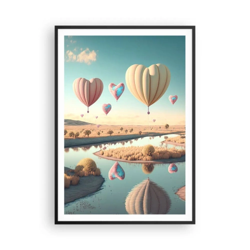 Poster in einem schwarzem Rahmen - Dank Liebe steigt man auf - 70x100 cm