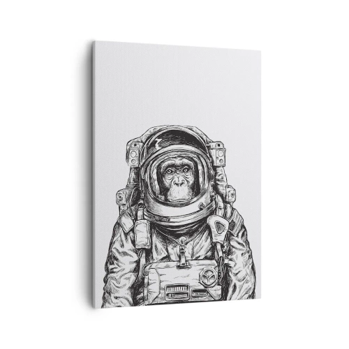 Bild auf Leinwand - Leinwandbild - Grafik eines Astronauten im Raumanzug mit Affenkopf - 50x70cm - Alternative Evolution - Moderne Wanddekoration für Wohnzimmer und Schlafzimmer ARTTOR