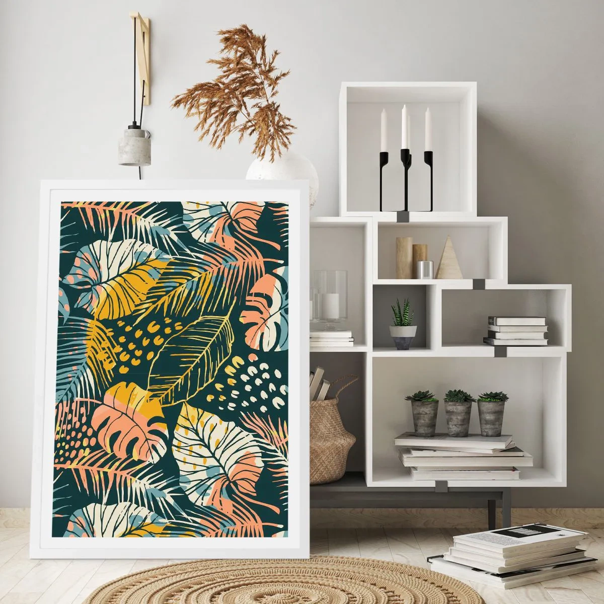 Poster in einem weißen Rahmen - Grüne Fantasie - 40x50 cm