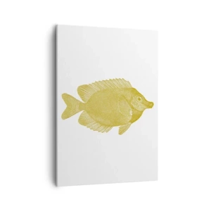 Bild auf Leinwand - Leinwandbild - Vintage Goldfisch auf hellem Hintergrund - 50x70cm - Fisch und das war’s - Moderne Wanddekoration für Wohnzimmer und Schlafzimmer ARTTOR