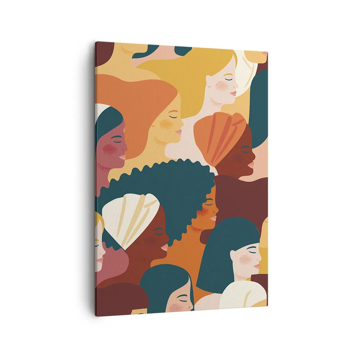 Bild auf Leinwand - Leinwandbild - Farbenfrohe Frauenprofile in verschiedenen Stilen - 50x70cm - Nur Weiblichkeit - Moderne Wanddekoration für Wohnzimmer und Schlafzimmer ARTTOR
