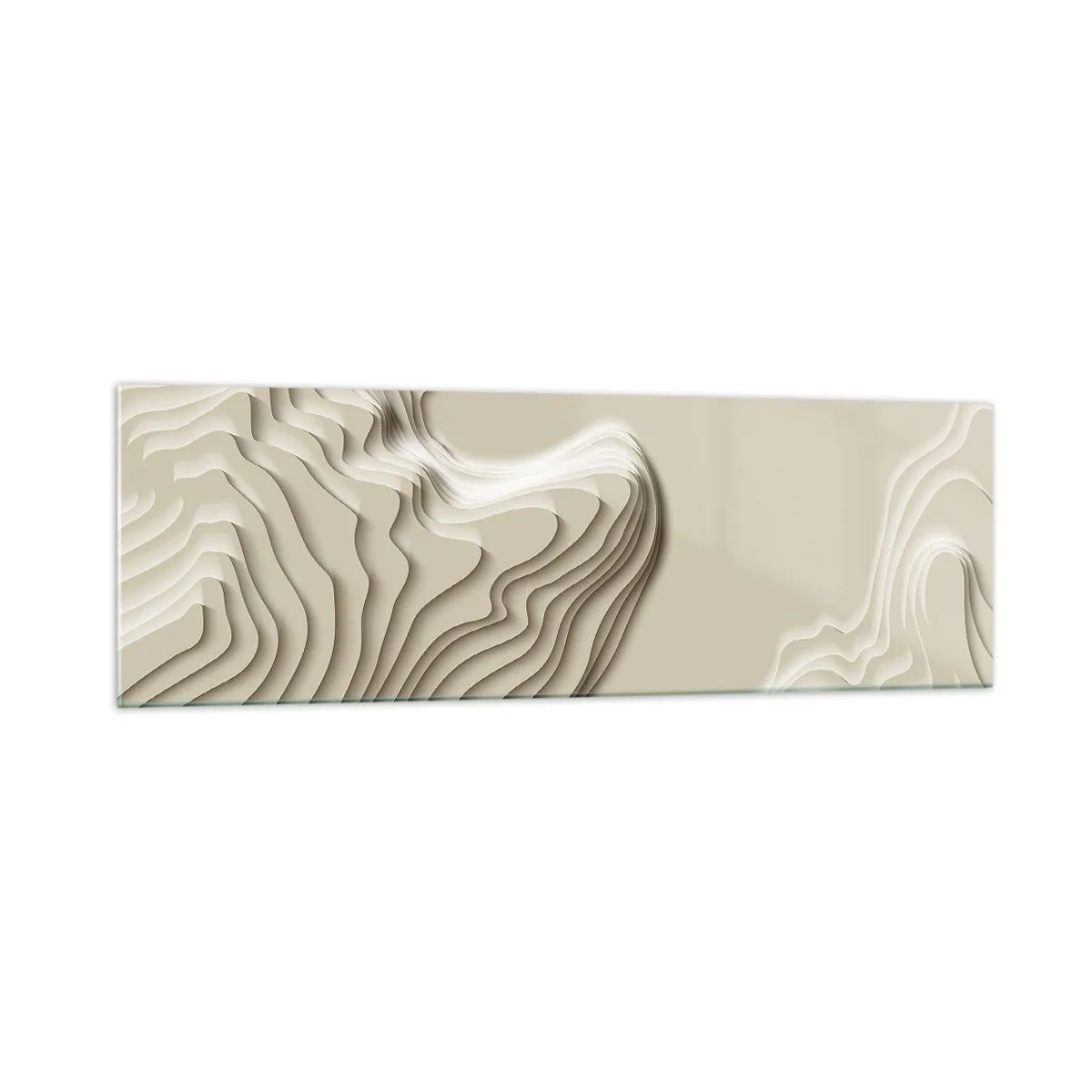 Glasbild - Bild auf glas - Ein abstraktes Muster in Beigetönen mit linearer Wirkung. - 160x50cm - Topographie der Kunst - Moderne Wanddekoration für Wohnzimmer und Schlafzimmer ARTTOR