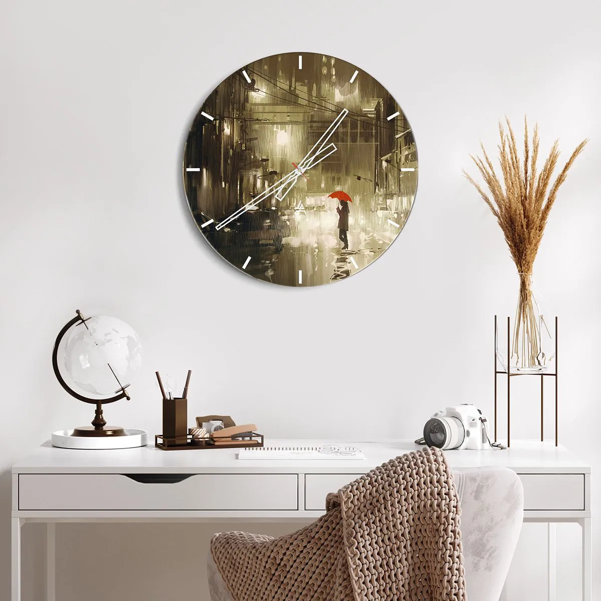 Wanduhr - Glasuhr - Allein aber nicht einsam - 40x40 cm