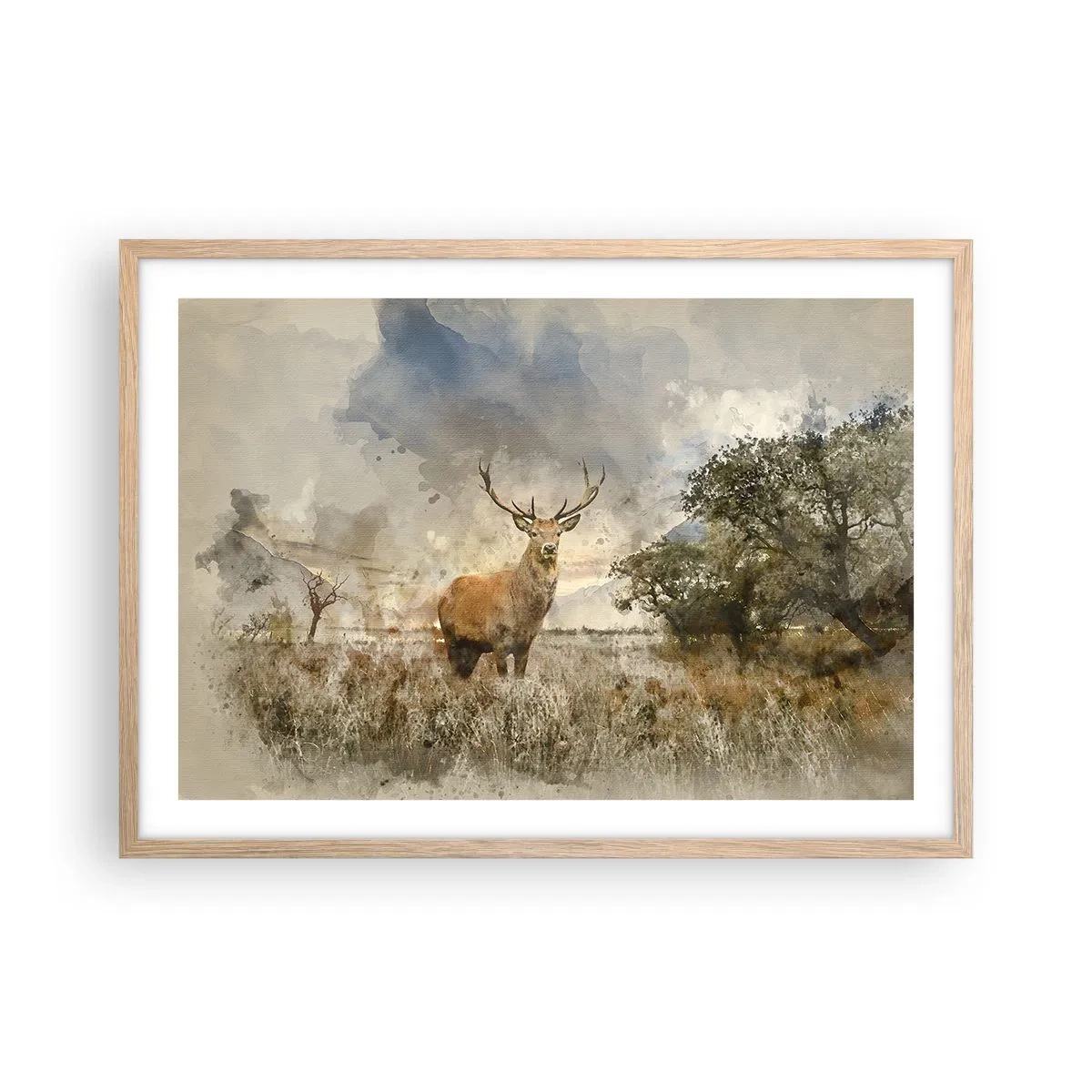 Poster in einem Rahmen aus heller Eiche - Würde – Stärke – Würde - 70x50 cm