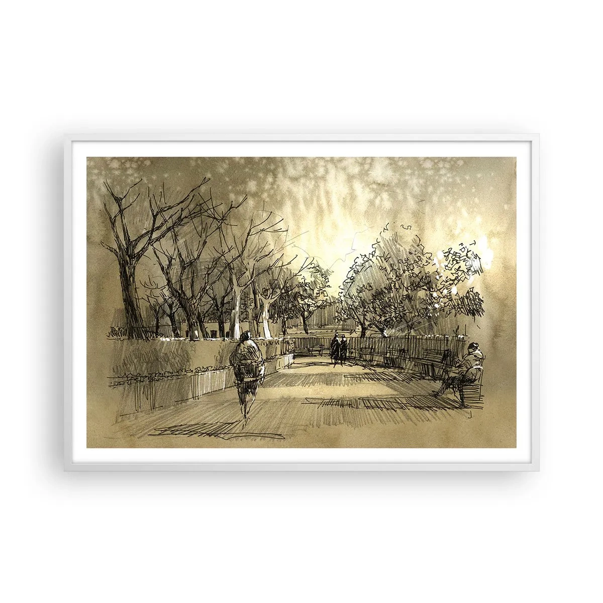 Poster in einem weißen Rahmen - Ein Moment mit einer Feder angehalten - 100x70 cm