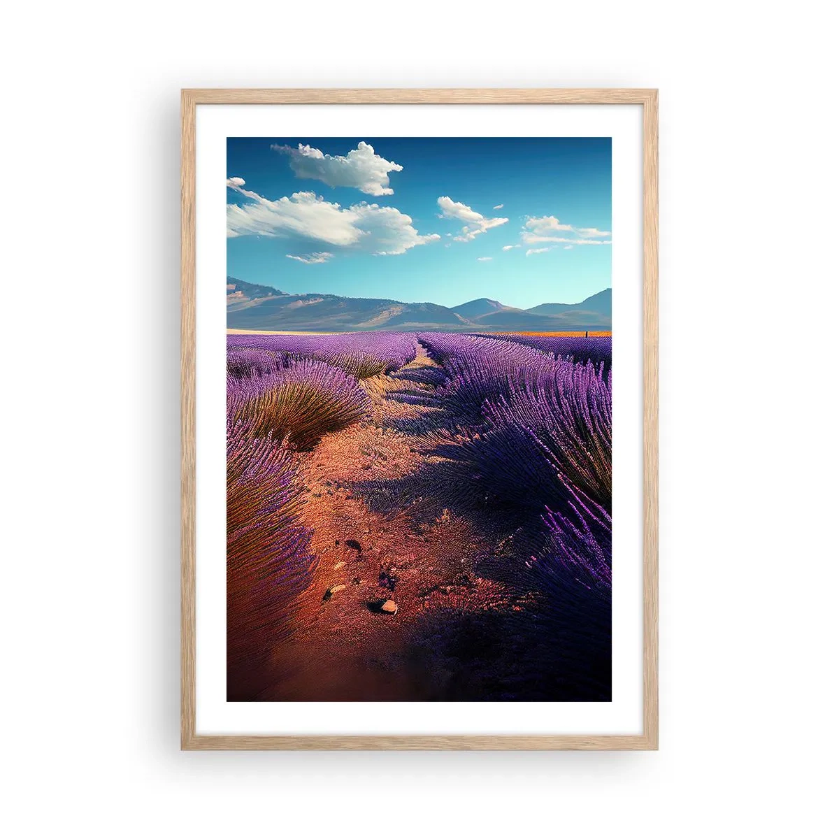 Poster in einem Rahmen aus heller Eiche - Duftende Felder - 50x70 cm