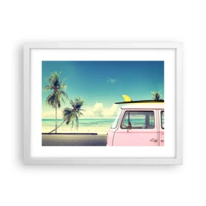 Poster in einem weißen Rahmen - Zeit um in die Ferien zu starten - 40x30 cm