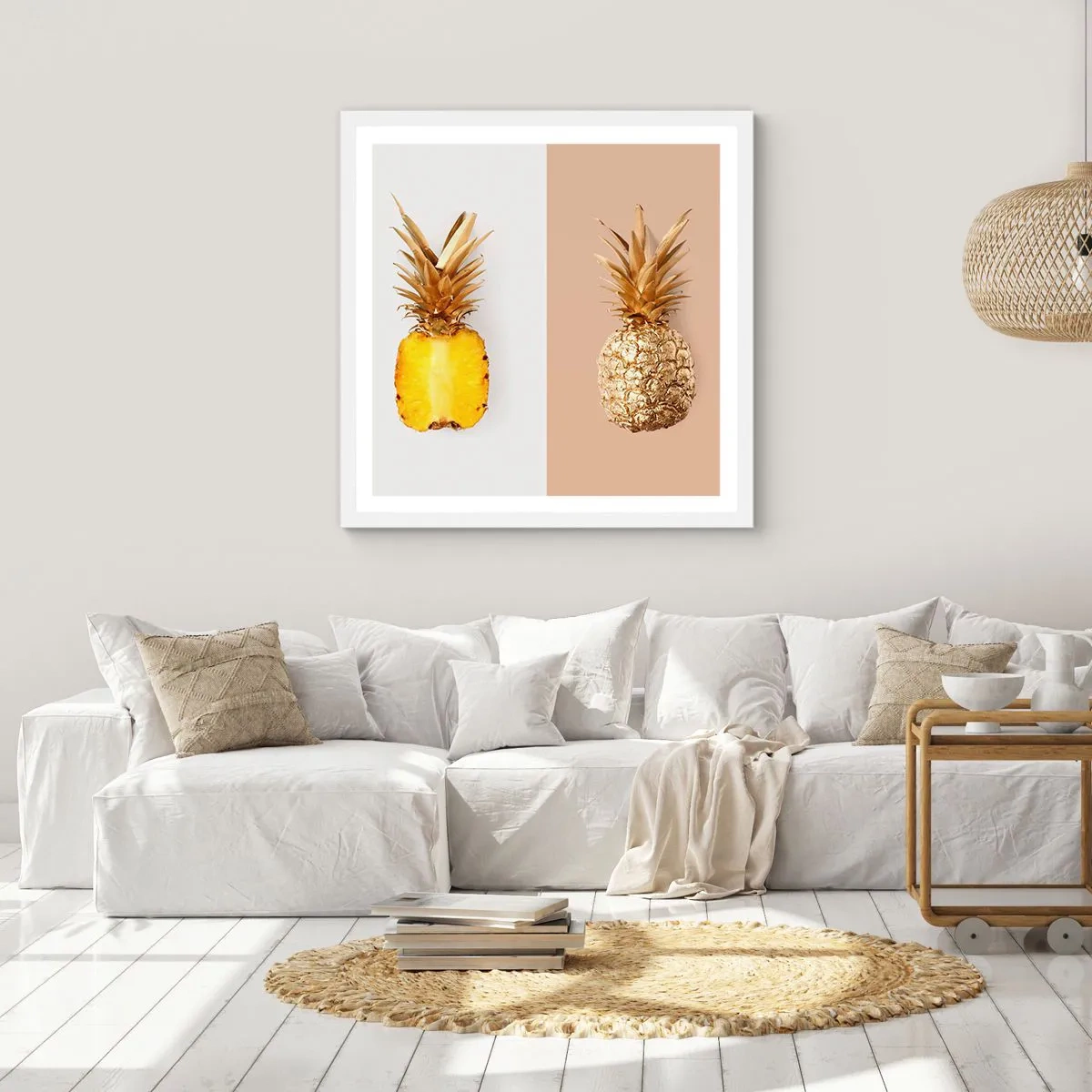 Poster in einem weißen Rahmen - Ananas für uns - 30x30 cm
