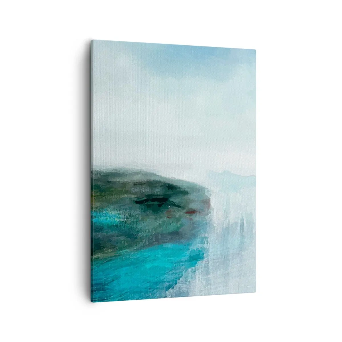 Bild auf Leinwand - Leinwandbild - Abstrakte Landschaft in Türkis- und Grautönen - 50x70cm - Nautische Abstraktion - Moderne Wanddekoration für Wohnzimmer und Schlafzimmer ARTTOR