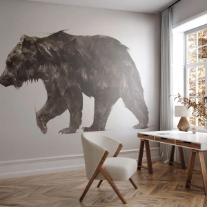Fototapete Standard Eco - Künstlerische Grafik eines Bären auf weißem Hintergrund - 100x70cm - Ich trage immer echtes Fell! - Moderne Wanddekoration für Wohnzimmer und Schlafzimmer ARTTOR